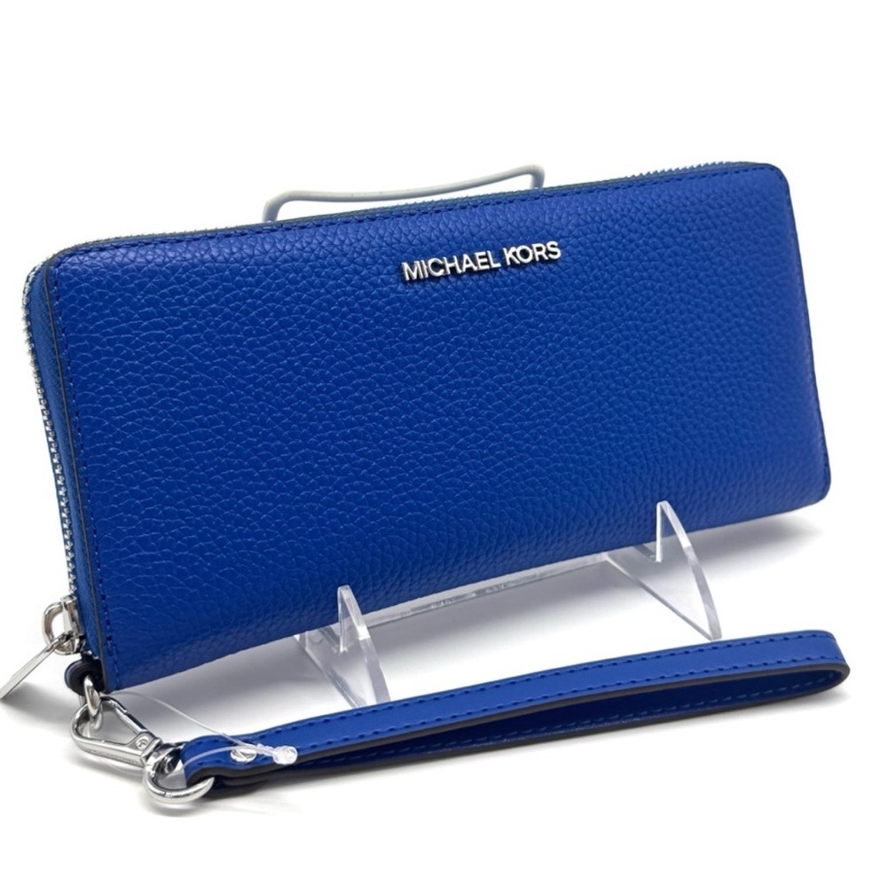 Michael Kors Jet Set Travel Large Leather Continental Wallet Galaxy Blue - Picture 3 of 7